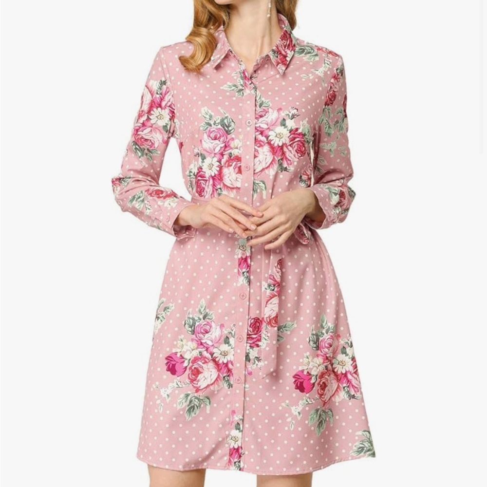 NWOT Pink Long Sleeve A-Line Dress